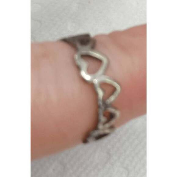 New Old Stock Toe or Finger Open Size Ring Sterling Silver Plated Hearts Tarnish - Picture 2 of 9